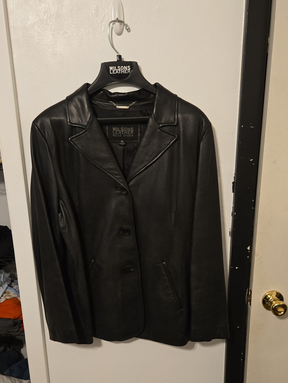 Wilsons Leather Women's Black Button-Front Leather Jacket